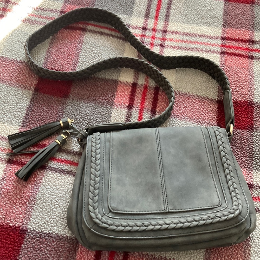 EUC Gray Braid Strap Shoulder Bag